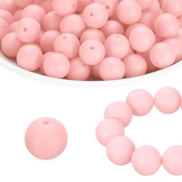 Imagem de HARFINGTON 65 peças de contas de silicone 15 mm contas focais redondas de borracha a granel para canetas, chaveiro, pulseira, colar, artesanato, faça você mesmo, rosa claro