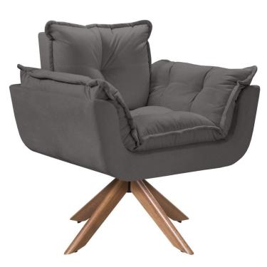 Imagem de Poltrona Opala Giratória Madeira Suede