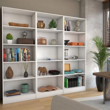Imagem de Estante para Livros Alexa 12 Prateleiras Branco - Panorama Móveis