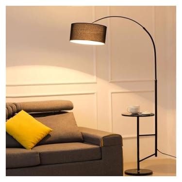 Imagem de Luminária de chão Candeeiro de pé com prateleira, candeeiro moderno para sala estar, cabeceira funcional mesa mármore para quarto, escritório