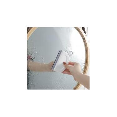 Imagem de 1 mini rodo para chuveiro e bancadas de vidro, limpeza sem riscos com lâmina de gel de sílica macia, raspador de banheiro compacto com orifício para pendurar, branco