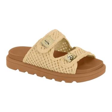 Imagem de Sandália Birken Flat Feminina Vizzano Estilo Palha Natural Conforto Original (Bege Natural/Camel, BR, Adulto, Numérico, 38)