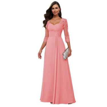 Imagem de Vestido Loyeloy Mãe da Noiva Chiffon A-line Coral