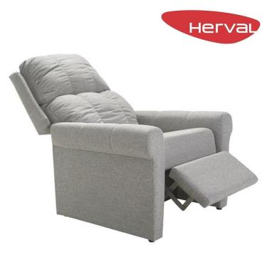 Imagem de Poltrona Reclinável Herval Turin, Linho Cinza Claro