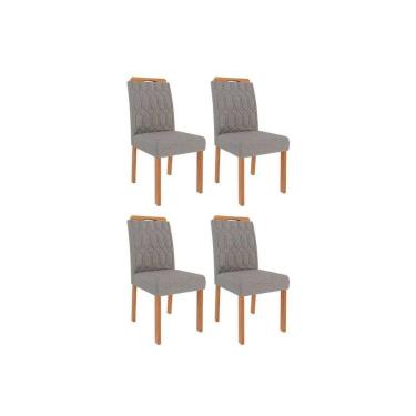 Imagem de Cadeira Sala De Jantar Paola Wood Kit 4 Un Carvalho/linho Grafite - Cimol