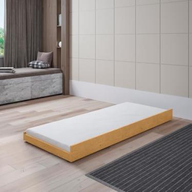 Imagem de Cama Auxiliar Solteiro MDF 4 rodinhas Estrado Reforçado Dani Naturalle