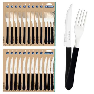 Imagem de Kit Restaurante 60 Talheres Tramontina Leme Garfo Faca Inox, Leme Pret