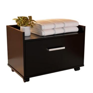 Imagem de Armário Banheiro Gabinete Com Rodinha Balcão Para Cuba Pia(PRETO)