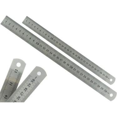 Imagem de Kit Com 2 Réguas Metal Leve De Aço Inoxidável Tamanho 30 cm Marcação B