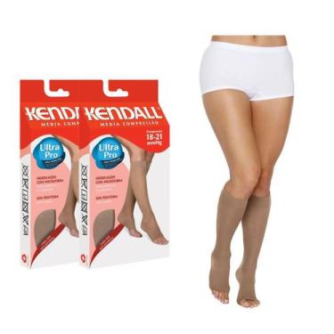 Imagem de Kit 2 Pares de Meia Kendall 3/4 Média Compressão 1871, Bege, G