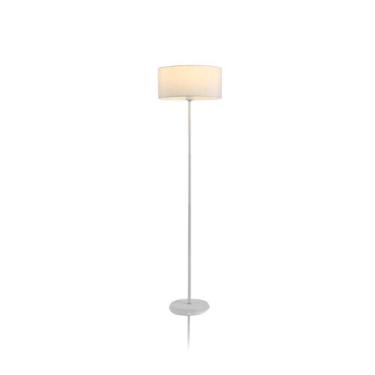 Imagem de Luminária de chão branca com cúpula redonda. Design clean, altura ajus