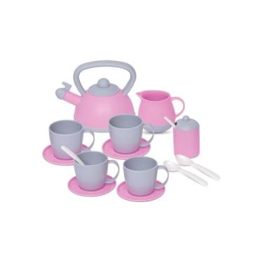 Imagem de Conjunto de Chá Infantil com Acessórios, Plástico Atóxico, Rosa, 11 Peças, Bule, Xícaras, Colheres, Bandeja e Docinhos, Brinquedo Educativo para Crianças