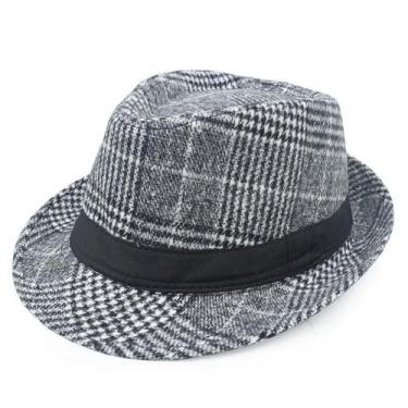 Imagem de Chapéu Jazz Xadrez Vintage Masculino - Estilo Britânico para Outono/In