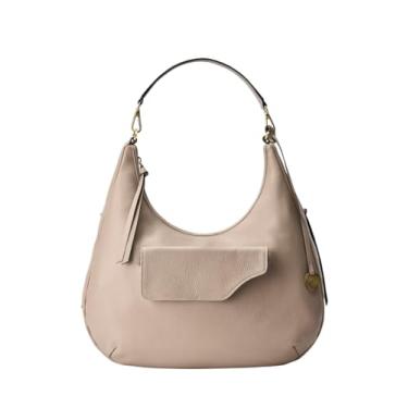Imagem de DANEAULT Bolsa Hobo grande – The Wendy – Bolsa feminina de couro granulado italiano – Alças conversíveis e removíveis – Bolsa tiracolo elegante, Cinza
