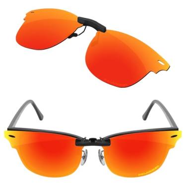 Imagem de Firtox Clipes de óculos de sol polarizados para Ray-Ban Clubmaster RB5154 51-21, proteja seus olhos para homens e mulheres, Laranja, vermelho, RB5154 51-21