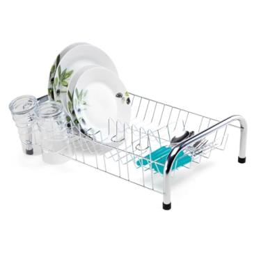 Imagem de Escorredor de Louças Inox, Duplo ou Simples, com Porta-Copos e Porta-Talheres para Cozinhas Grandes(Escorredor Simples)