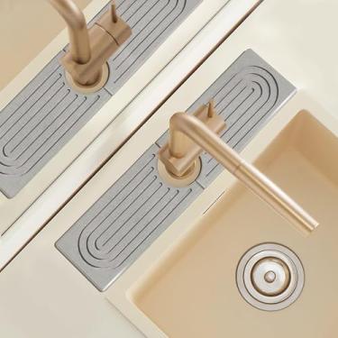 Imagem de Protetor de pia de diatomita para cozinha, tapete de torneira durável de 40,6 cm, protetor de respingos, bandeja de sabão super absorvente, suporte de esponja para cozinha, acessórios de pia de