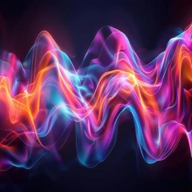 Imagem de Quadro Decorativo Abstract Wavy Neon Lights Dark Background Arte Moderna para Parede 50x50cm