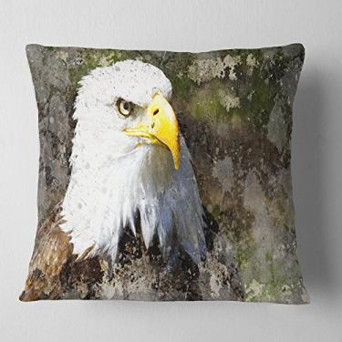 Imagem de Designart cabeça de águia com texturas animais, sala de estar, sofá, almofada + capa de almofada impressa em ambos os lados 66 cm x 66 cm
