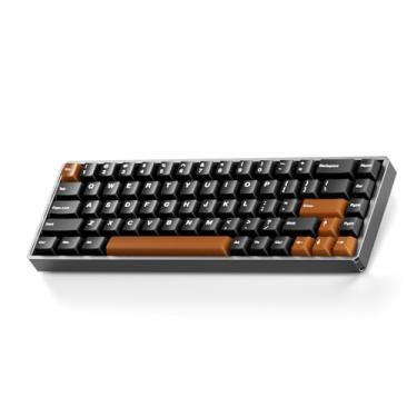 Imagem de Akko Teclado para jogos MOD68 8k de alumínio com gatilho rápido, preto e marrom, teclado HE com fio, interruptor AstroAim