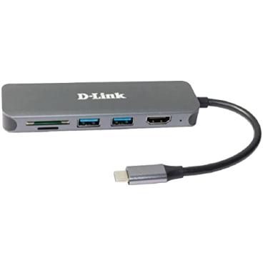 Imagem de D-Link Hub USB-C DUB-2327 6 em 1 com entrega de energia (PD 60W), HDMI 4K, 2 portas USB 3.0, leitor de cartão SD/MicroSD para PC, MacBook Pro, MacBook Air, iPad Pro, Chromebook, Surface Pro e mais