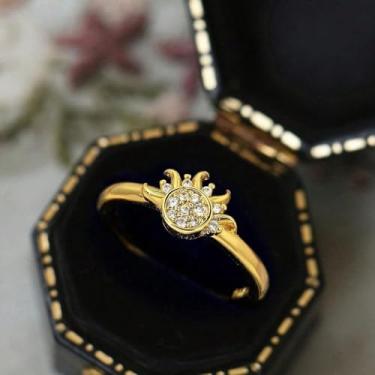 Imagem de 1 anel de sol banhado a prata branca para mulheres uso diário namoro melhor presente de aniversário joias finas presentes, Gold-7, Prata, Zircônia cúbica