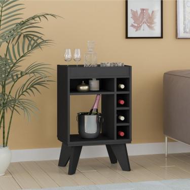 Imagem de Adega Bar Retrô Com Espelho Multimóveis Cr50033 Preta Preto