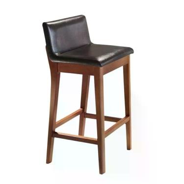 Imagem de Banqueta Alta Jobim Com Encosto Em Madeira E Tecido Sintético Preto