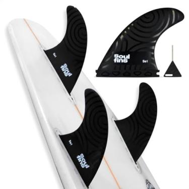 Imagem de Jogo De 3 Quilhas Soulfins M7/M5 Preto SE2/SE1 Grande Encaixe Futures Triquilha Rígidas Performance Prancha De Surf Equipamento Esportivo Surf Soulfins (Média)