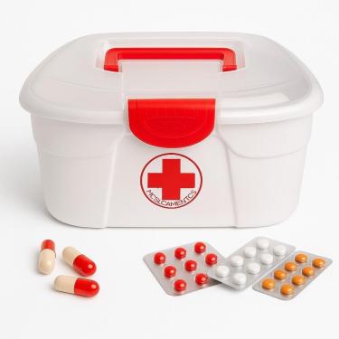 Imagem de Maleta Primeiros Socorros Caixa Organizador Remedios Porta Medicamentos Com Alca Curativo Enfermagem