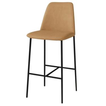 Imagem de Banqueta Turquia Couro Bege Em Metal Preto