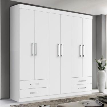 Imagem de Guarda Roupa Casal Porto Branco 6 Portas 4 Gavetas Minastex