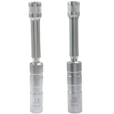 Imagem de Moicstiy 2 peças de soquete giratório para vela de ignição de 14 mm e 16 mm, soquete de parede fino de 12 pontos de 3/8 polegadas compatível com a maioria dos carros (15 cm)