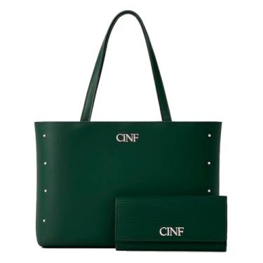 Imagem de Bolsa Sacola Grande Universitária + Carteira Kit Com 2 peças (Verde Militar)