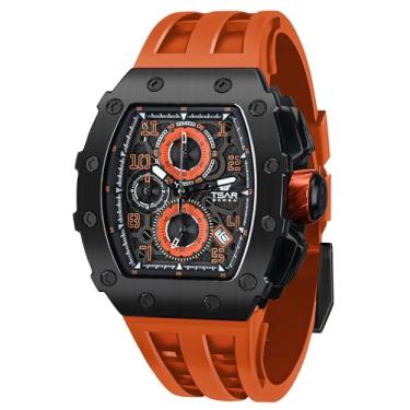 Imagem de Relógios TSAR BOMBA para Homens - Relógio Quadrado de Luxo Tonneau - Vidro de Safira de Quartzo Japão - Cronógrafo - Impermeável 50M - Calendário Luminoso