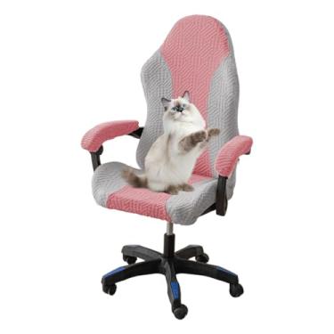 Imagem de CACXKEP Capa para cadeira de jogos – Capas de assento de cadeira de computador de tecido elástico lavável na máquina para a maioria das cadeiras de escritório/PC e assentos de corrida (sem cadeira