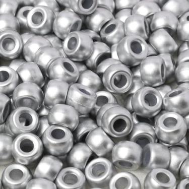 Imagem de NITOPUPU 1200 contas de pônei de 6 x 9 mm para fabricação de joias, contas de cabelo Kandi prateadas para kit de fabricação de pulseiras, tranças, artesanato DIY