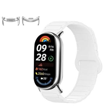 Imagem de KONXISA Pulseira de relógio para Xiaomi Smart Band 10/9/8, pulseira de substituição de silicone macio de liberação rápida, pulseira magnética para smartwatch, pulseira ajustável, branca