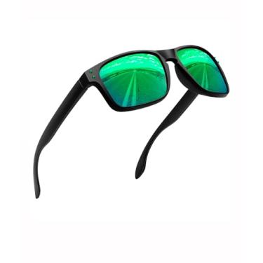 Imagem de Óculos de sol polarizados femininos masculinos modernos quadrados clássicos óculos de sol modernos óculos de sol óculos escuros condução pesca SY6030, A04-Armação preta | Lente verde espelhada