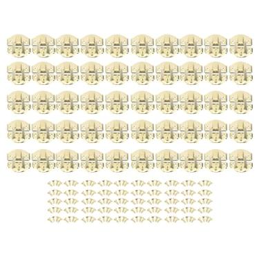 Imagem de Caixa de joias ferrolho trava antiga decorativa ferro liga de zinco estilo vintage trava de alternância para caixas de madeira caixas de joias caixas de presente 29x27mm 50 (Cor amarela)