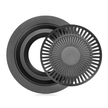 Imagem de Churrasqueira Grelha Antiaderente para Fogão, Cerâmica Preta, 32cm Total com Grelha 25cm e Escorredor 35cm, Compatível com Fogão a Gás, Elétrico e Indução