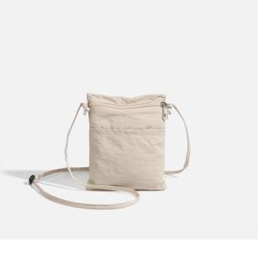 Imagem de Bolsa para celular carteira de lona de nylon pequena bolsa transversal para mulheres com alça de ombro com zíper, Marrom, Tendência