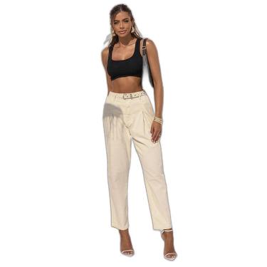 Imagem de CALÇA LINHO ALFAIATARIA FEMININA CINTURA ALTA COM CINTO 24243-Feminino