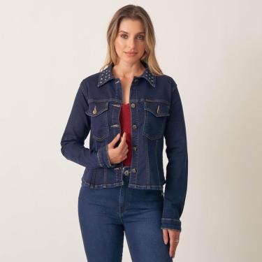 Imagem de Jaqueta Jeans Confort Gola Com Tachas Feminino-Feminino