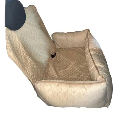 Imagem de Protetor de Banco Traseiro Veicular Pet 2 em 1, Microfibra Matelada, Impermeável, Grande, 70x54x20cm, com Elástico e Espaço para Cinto (Avelã)