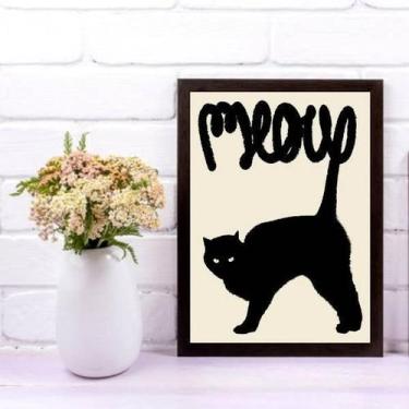 Imagem de Quadro Gato Preto Meow 24X18Cm - Quadros On-Line