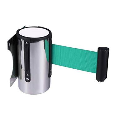 Imagem de YWangQiang Suporte de parede com controle de multidão, cinto de barreira retrátil de 5 m, cinto telescópico, cinto de segurança de fila de nuvem para banco aeroporto hotel empresa (verde)