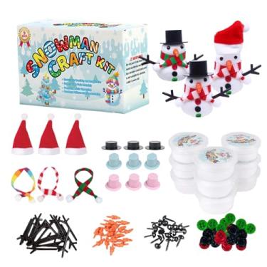 Imagem de Kit de montar boneco de neve para crianças de 3 a 8 anos | Kit de artesanato de argila seca ao ar de Natal com ferramentas e acessórios | Brinquedo de arte seguro e educativo para meninos e meninas |