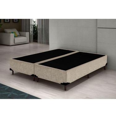 Imagem de Cama Box Blindado Casal Bipartido King Design Suede Bege 138x188x40