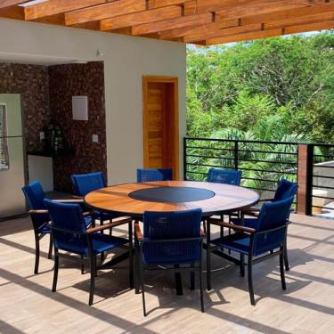 Imagem de Jogo de Mesa 1,80m 8 Cadeiras Corda e Aluminio Piscina Jantar - Sarah 